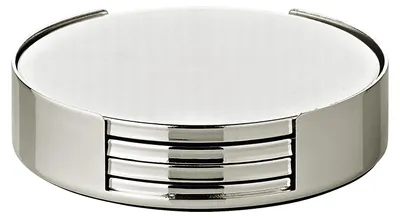 Untersetzer-Set 4er-Pack Ø 9,5 cm versilbert mit Halter