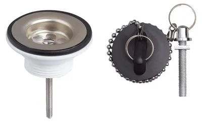 Image de Bonde De Lavabo Avec Grille Inox Et Bouchon Plastique Noir - Wirquin