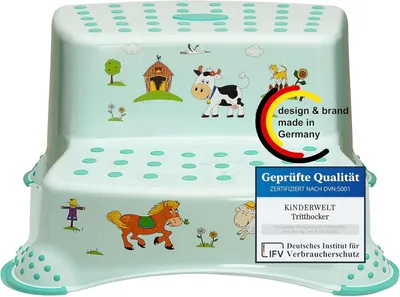Produktbild von Premium zweistufiger Tritthocker Funny Farm aquamarin stabiler Hocker
