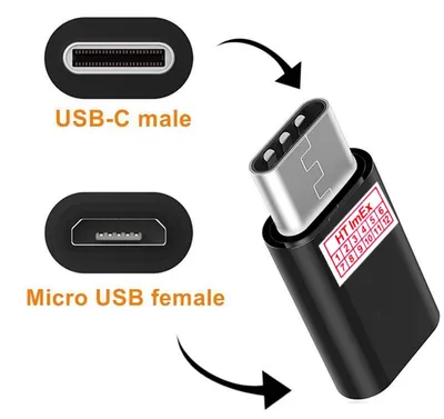 Produktbild von Micro-Usb-Stecker Auf Usb-C-Buchse Typ-C-Adapter Port-Konverter-Anschluss schwarz
