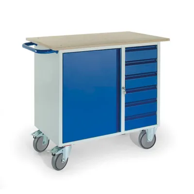 Produktbild von Rollcart Werkstattwagen blau 6 Schubladen