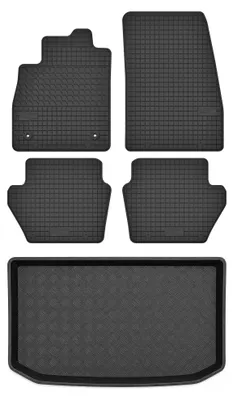 Zdjęcie produktu dla Dywaniki gumowe + mata bagażnika do Ford Fiesta MK8 2017-2023 (hatchback, górny poziom podłogi) – czarne, dopasowane – Wielganizator