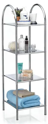 Produktbild von Badregal Standregal Haushaltsregal Handtuchregal SECA aus verchromtem Metall mit 4 Ablagen