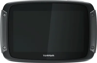 A front view of a black TomTom Rider 500 EU GPS device.