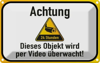 Produktbild von vianmo Blechschild 12x18 cm Achtung Objekt videoüberwacht Warnschild Hinweisschild Sicherheit Vorsicht