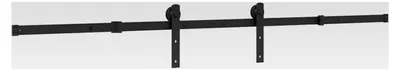 Produktbild von Schwarzer, pulverbeschichteter Stahl Schiebetürbeschlag-Set, 213,5 cm Gleitschiene, 100 kg Tragfähigkeit, 107 cm Türbreite