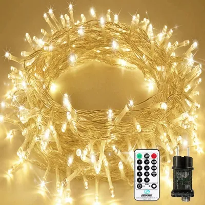 Lichterkette 25 m, 200 LED, Fernbedienung, 8 Modi, warmweiß