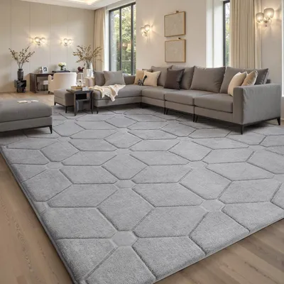 Produktbild von Kinderzimmer Teppich grau, waschbarer Teppich, rutschfest, für Schlafzimmer