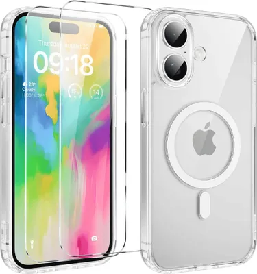 Produktbild von Hülle + 2X Schutzglas für iPhone 16 Plus MagSafe Panzerfolie Silikon Case Cover 9H