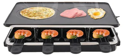 Image de Grill électrique, 1 300 W, 1 grand plateau et 8 petits plateaux, température réglable jusqu'à 230 °C, revêtement antiadhésif, matériaux résistants