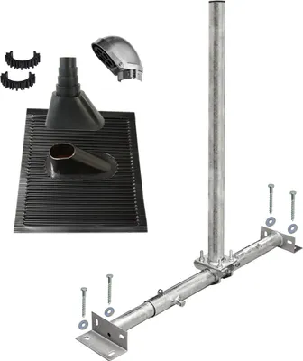 Produktbild von PremiumX X100-48F Dachsparrenmasthalter feuerverzinkt ALU-Ziegel Set schwarz