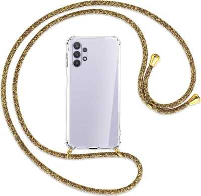 Produktbild von Handykette Backcover-Schutzhülle mit Band (Metall goldfarben) für Samsung Galaxy A32 5G - braun+beige