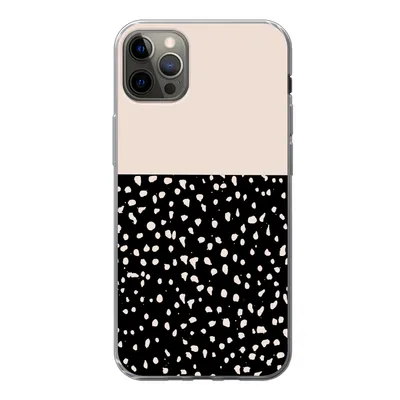 Produktbild von MuchoWow® Handyhülle Schutzhülle Hülle für iPhone 13 Pro Max Polka dots - Beige - Schwarz Silikon Softcase Handy Hülle - Mobiltelefon