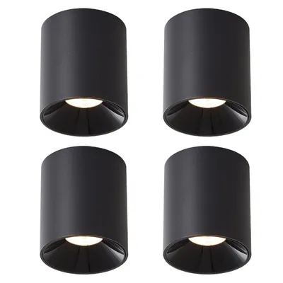 Produktbild von ZMH LED Deckenleuchte 4ER Aufputz 7W Deckenspots Warmweiß Aufbauspot Schwarz Aufbaustrahler Rund Deckenstrahler Klein für Küche Wohnzimmer Esszimmer