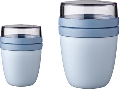Produktbild von Mepal | Lunchpot Ellipse Duo | praktischer Becher für Müsli & Joghurt | geeignet für Tiefkühler, Mikrowelle & Spülmaschine | 300 & 500 ml | Nordic Blue