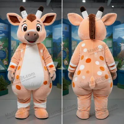 Image de Déguisement de mascotte MASTICOT okapi velouté pêche