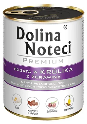 Zdjęcie produktu dla Dolina Noteci Premium bogata w królika z żurawiną 800g, Dorosły, Każda rasa, Wołowina, Żurawina, Wieprzowina, Królik, 800 g