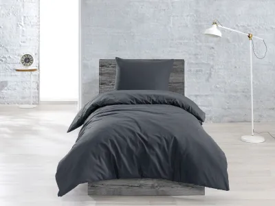 Produktbild von 2 tlg. Renforce Baumwolle Bettwäsche 135x200 cm Uni Anthrazit