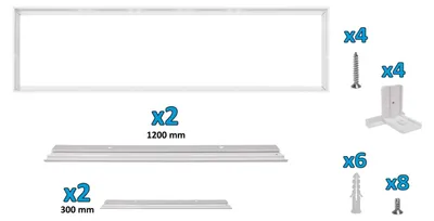 Immagine prodotto di Alcapower Kit cornice per installazione a soffitto o parete per pannelli LED 300x1200 mm - Struttura robusta in alluminio per montaggio a superficie