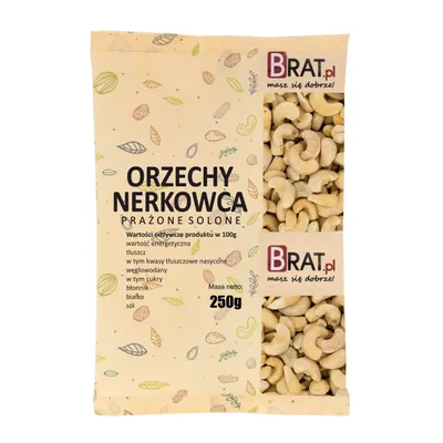 Zdjęcie produktu dla Orzechy nerkowca prażone solone 200g Brat.pl