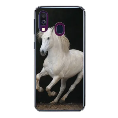 Produktbild von MuchoWow® Handyhülle Schutzhülle Hülle für Samsung Galaxy A40 Pferde - Schwarz - Porträt Silikon Softcase Handy Hülle - Handy-Tasche