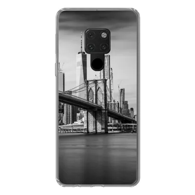 Produktbild von MuchoWow® Handyhülle Schutzhülle Hülle für Huawei P40 Lite Architektur - New York - Brooklyn Bridge - Wasser - Schwarz und weiß Silikon Softcase Handy Hülle - Handy