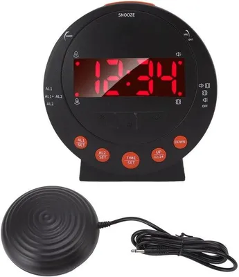 Productafbeelding van Wekker met vibratiefunctie - 113 dB luid - Alarm met trommelgeluid - LED-verlichting - Geschikt voor alle leeftijden