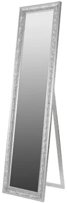 Produktbild von Casa Padrino Barock Standspiegel / Wandspiegel Silber 45 x H. 180 cm - Handgefertigter Spiegel mit Holzrahmen & wunderschönen Verzierungen