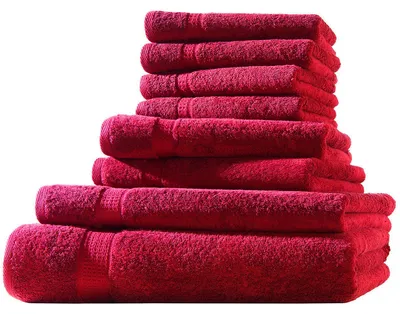 Produktbild von XL-Set 8tlg Frotteetücher Elegance 100% Baumwolle 500 gsm Gästetücher Handtücher Duschtücher Badetücher rot