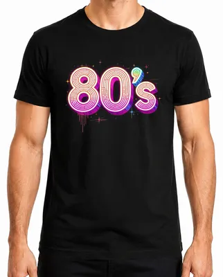 Produktbild von 80's Neon Retro Disco Achtziger Jahre Party Vintage Geschenk Herren T-Shirt, Schwarz, S