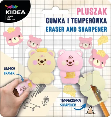 Produktbild von Kidea Plüsch-Radiergummi und Anspitzer Blister