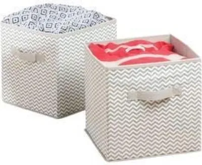 Produktbild von 2er-Set Aufbewahrungsbox mDesign Stoffkisten Organizer Taupe/Naturweiss