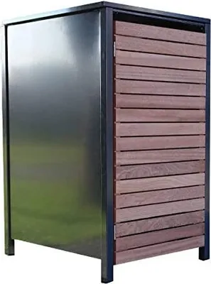 Produktbild von 1 Premium Tailor-Mülltonnenbox für 120 Liter Tonne Anthrazit / Front-Edelholz
