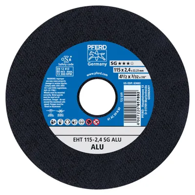 Produktbild von PFERD 61340550, Schneidedisk, Aluminium, Nicht-eisenhaltiges Metall, 11,5 cm, Jede Marke, Flache Mitte, 2,22 cm