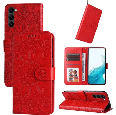 Produktbild von Mobigear Sonnenblumen-Handyhülle für Samsung Galaxy S23, Klapphülle/Geldbörse - Rot