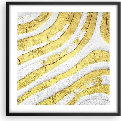 Produktbild von Gerahmtes Poster - Schwarzer Rahmen - Abstraktion Gold Weiß - 50x50 cm - Wand Bild - Wanddeko - Wandbilder - Kunstposter - Wandposter - Bilderrahmen - Bilder - Kunstdruck - P2BAC50x50-4511