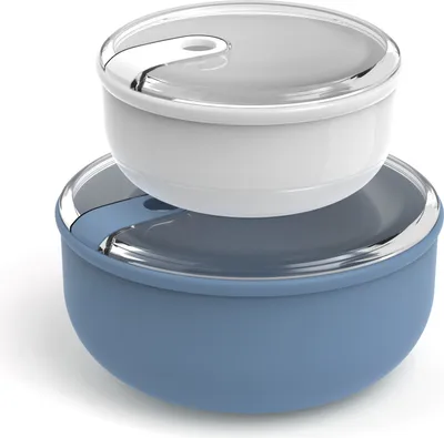 Produktbild von 2er Set Frischhaltedosen rund ELA, Farbe:Blau & Weiß