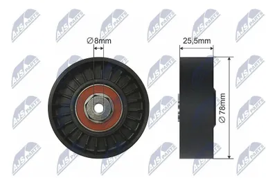 Produktbild von NTY RNK-VW-004 Umlenkrolle Keilrippenriemen 78mm für VW Transporter IV Bus (70B, 70C, 7DB, 7DK, 70J, 70K, 7DC, 7DJ) GOLF III (1H1) SHARAN PASSAT