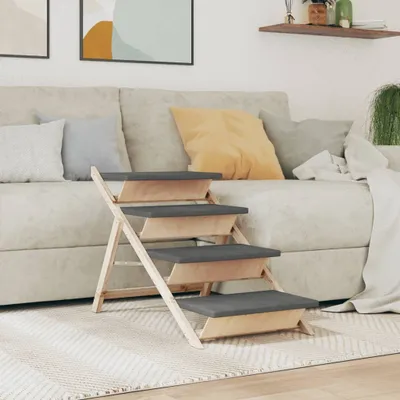 Produktbild von vidaXL Psí schůdky šedé 105x47 cm jedlový masiv