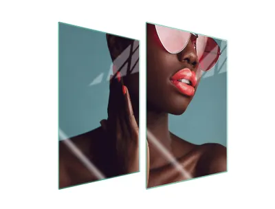 Produktbild von Herdabdeckplatten 2 teilig 35x52 Glaskeramikkochfeld Abdeckung Glas Schneidebrett Frau Brille