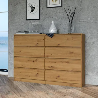 Produktbild von Kommode, Schlafzimmer Flur, Schrank, Sideboard, Highboard mit 8 Schubladen, Breite 140 cm Höhe 97 | Artisan
