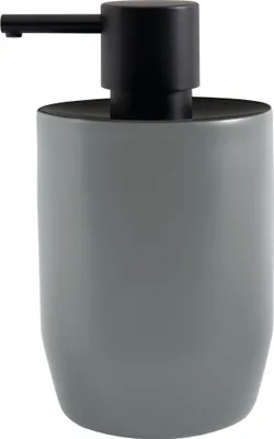 Produktbild von Spirella Seifenspender "Jaro" mit Edelstahlpumpe Flüssigseifen-Spender Porzellan 300ml Langliebig und Robust Grau Schwarz
