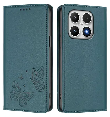 Obrázek produktu pro Kožené pouzdro pro Xiaomi 17, motýlí ražbou, peněženkové flip pouzdro se stojánkem Zelená