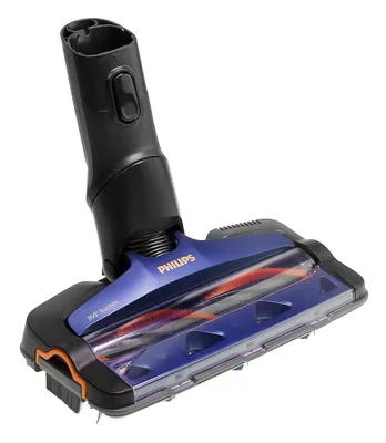 A close-up studio shot of a vacuum cleaner floor head attachment.
