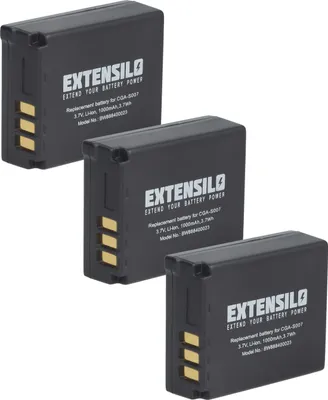 Produktbild von EXTENSILO 3x Akku Ersatz für Panasonic DMW-BCD10, CGA-S007E, CGA-S007A/B, CGA-S007, CGA-S007A/1B für Kamera (1000 mAh, 3,7 V, Li-Ion)