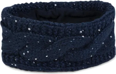 Produktbild von styleBREAKER Damen Stirnband Grobstrick mit Zopfmuster und Pailletten, warmes Fleece Innenfutter, Haarband, Headband 04026002