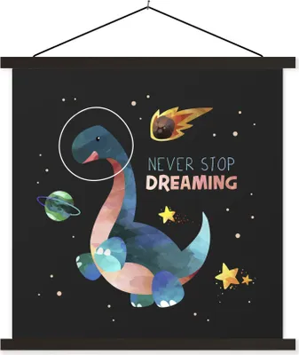 Produktbild von MuchoWow® Textilposter Zitate - 'Hör nie auf zu träumen' - Sprichwörter - Kinder - Jungen - Mädchen - Kinder 40x40 cm mit schwarzem Rahmen - Fotos
