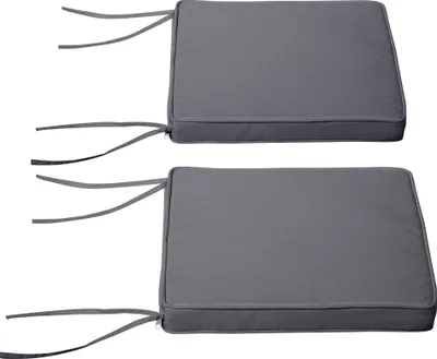 Image de Outsunny Lot de 2 Coussins de chaise de jardin Coussin chaise extérieur Coussins d'assise déhoussables Rembourrage 5 cm Tissu Polyester dim. 45L x 45l cm Gris foncé