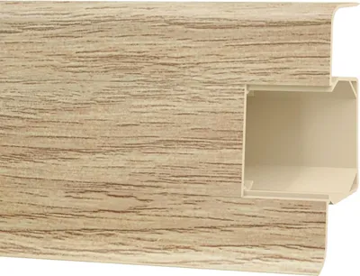 Produktbild von VILO Sockelleiste ESQUERO - Flexible Fußleiste mit Kabelkanal - Wasserfest und Stoßfest - Länge 2.5M - Für Laminat Vinyl und Fliesen - Rewley-Eiche