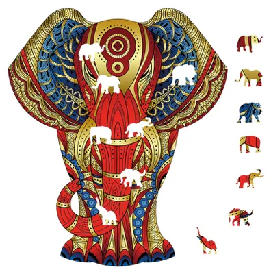 Produktbild von Buntes Holzpuzzle – Elefant, 120 Teile